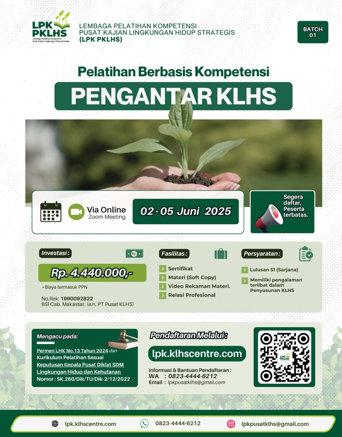 Pelatihan berbasis Kompetensi Pengantar KLHS