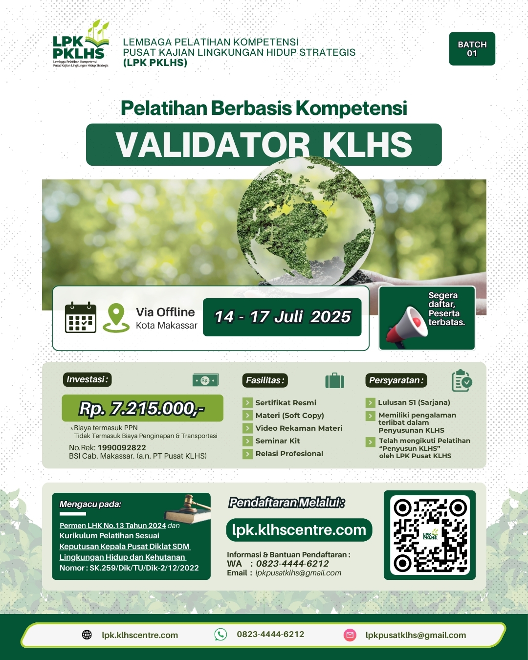 Pelatihan Berbasis Kompetensi Validator KLHS